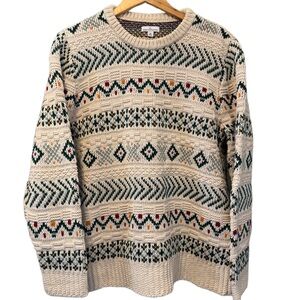 L.L. Bean Signature Multicolor Patterned Crewneck Sweater